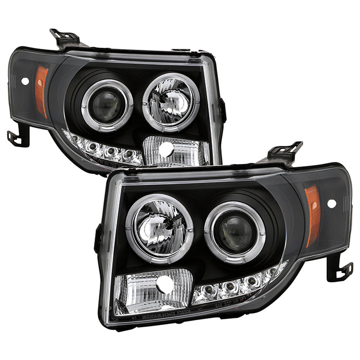 ( Spyder Signature ) Ford Escape 08-12 Projector Headlights - Halogen Model Only ( Not Compatible With Xenon/HID Model ) - DRL - Black - High H1 (Included) - Low H1 (Included)