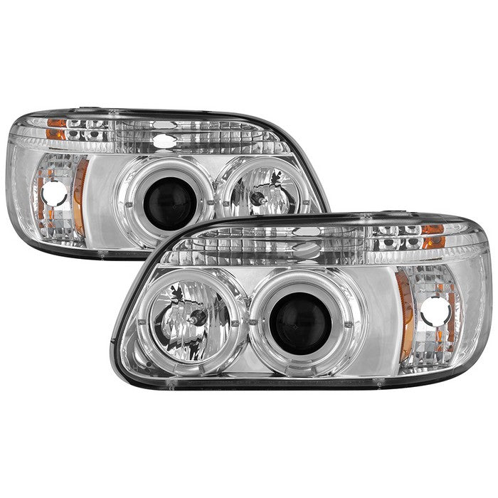 ( Spyder Signature ) Ford Explorer 95-01 1PC Projector Headlights - LED Halo - Chrome - High H1 (Included) - Low H1 (Included)