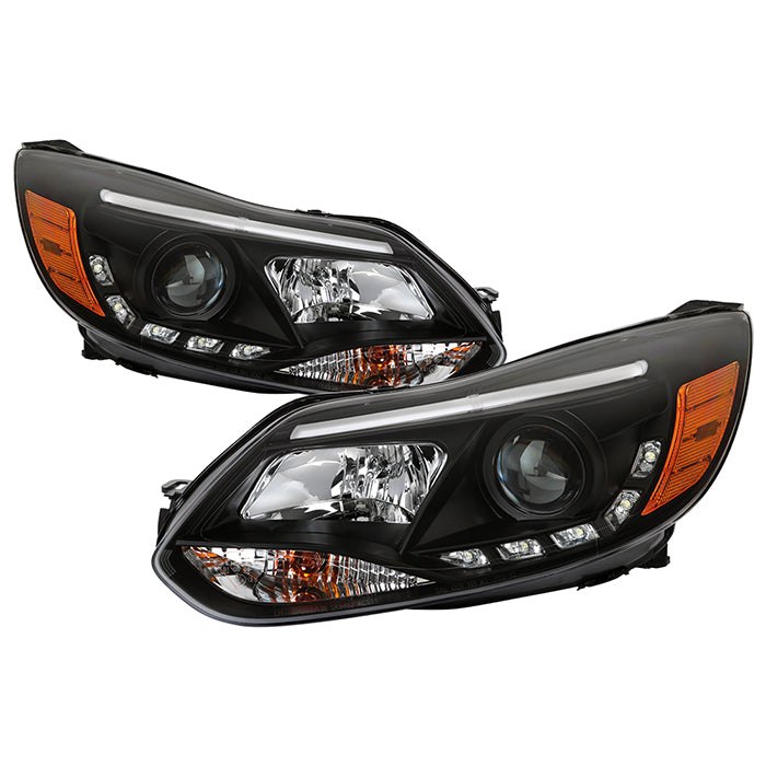 ( Spyder Signature ) Ford Focus 12-14 Projector Headlights - Halogen Model Only ( Not Compatible With Xenon/HID Model ) - DRL - Black - High H1 (Included) - Low H7 (Included)