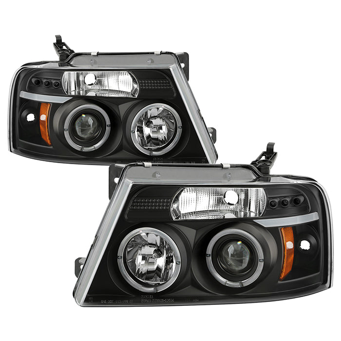 ( Spyder Signature ) Ford F150 04-08 Projector Headlights - Version 2 - LED Halo - LED ( Replaceable LEDs ) - Black - High H1 (Included) - Low 9006 (Included)