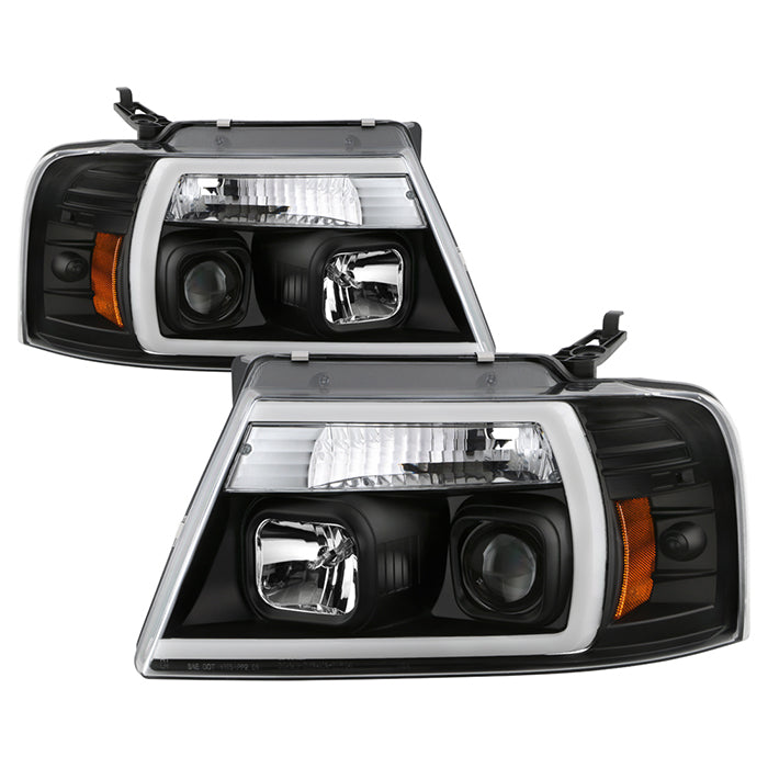 ( Spyder Platinum ) Ford F-150 2004-2008 High-Power LED Module ( Low Beam ) Equipped Headlights - White Light Bar Parking Light - Low Beam: LED (Included) - High Beam: H1 (Included) - Turn Signal: 3157 (Not Included) - Black