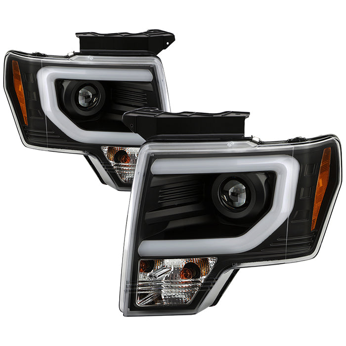 ( Spyder Signature ) Ford F150 09-14 Projector Headlights - Halogen Model Only ( Not Compatible with Factory Xenon/HID Model ) - Light Bar DRL - Black - High/Low H7 (Included)