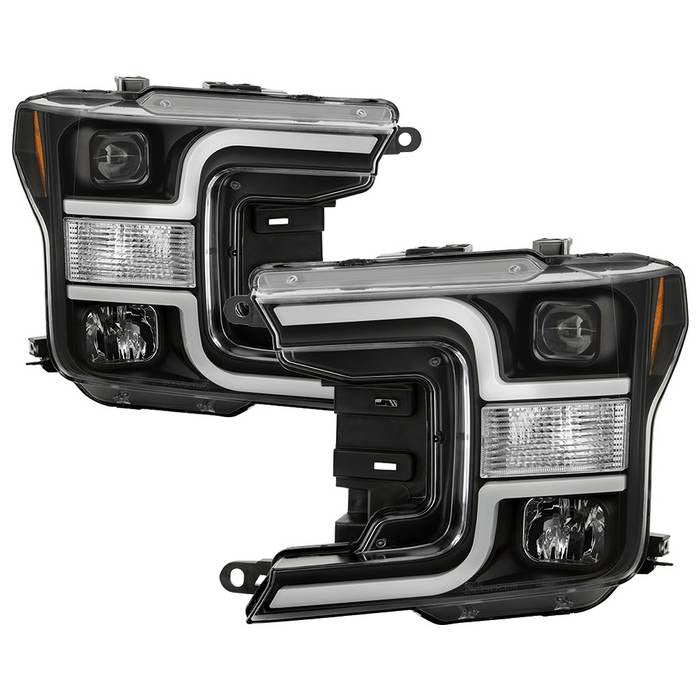 ( Spyder Signature ) Ford F150 18-19 (Halogen Model Only  Do Not Fit Factory Xenon Model) Projector Headlights - Low Beam-H7(Included) ; High Beam-H1(Included) ; Signal-7444NA(Not Included) - Black