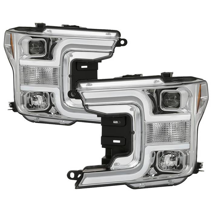 ( Spyder Signature ) Ford F150 18-19 (Halogen Model Only  Do Not Fit Factory Xenon Model) Projector Headlights - Low Beam-H7(Included) ; High Beam-H1(Included) ; Signal-7444NA(Not Included) - Chrome