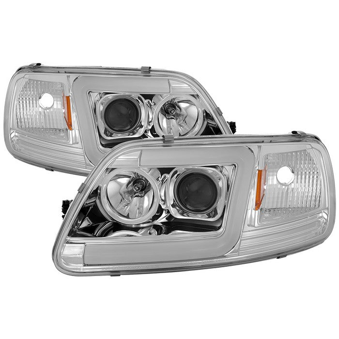 ( Spyder Signature ) Ford F150 97-03 / Expedition 97-02 1PC Version 2 Projector Headlights - ( Will Not Fit Manufacture Date Before 6/1997 ) - Light Bar DRL LED - Chrome