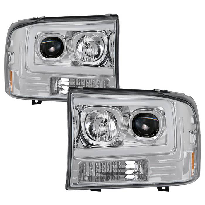 ( Spyder Signature ) Ford F250 Super Duty 99-04 / Ford Excursion 00-04 1PC Light Bar Projector Headlights - Chrome