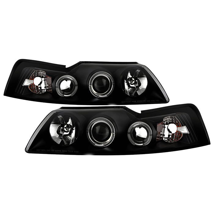 ( Spyder Signature ) Ford Mustang 99-04 Projector Headlights - LED Halo - Black - High H1 (Included) - Low H1 (Included)