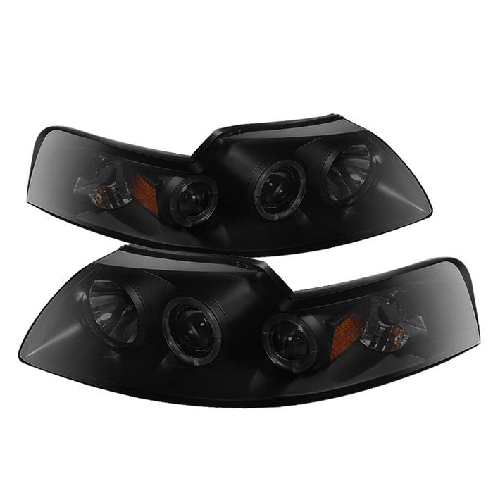 ( Spyder Signature ) Ford Mustang 99-04 Projector Headlights - LED Halo - Black Smoke - High H1 (Included) - Low H1 (Included)