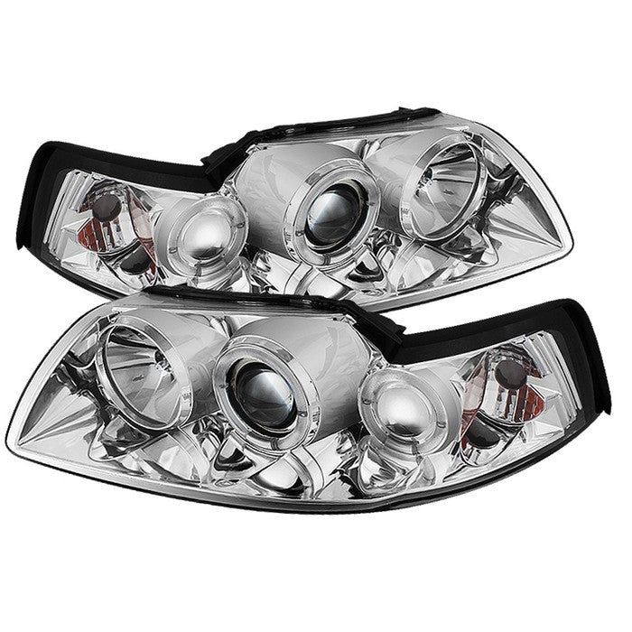 ( Spyder Signature ) Ford Mustang 99-04 Projector Headlights - LED Halo - Chrome - High H1 (Included) - Low H1 (Included)