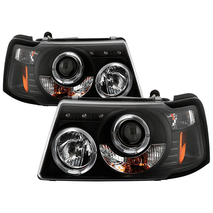 ( Spyder Signature ) Ford Ranger 01-11 1PC Projector Headlights - LED Halo - LED ( Replaceable LEDs ) - Black - High H1 (Included) - Low H1 (Included)