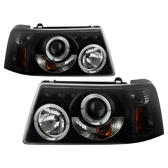 ( Spyder Signature ) Ford Ranger 01-11 1PC Projector Headlights - LED Halo - LED ( Replaceable LEDs ) - Black Smoke - High H1 (Included) - Low H1 (Included)