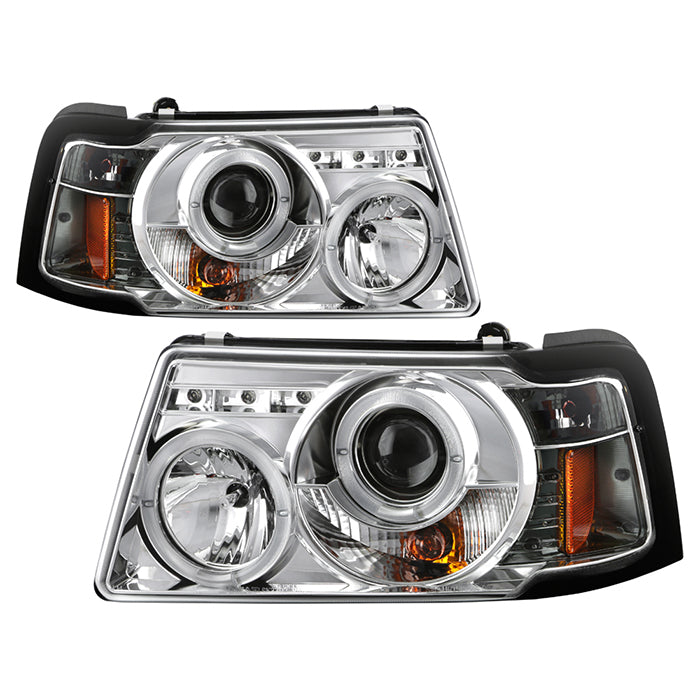 ( Spyder Signature ) Ford Ranger 01-11 1PC Projector Headlights - LED Halo - LED ( Replaceable LEDs ) - Chrome - High H1 (Included) - Low H1 (Included)