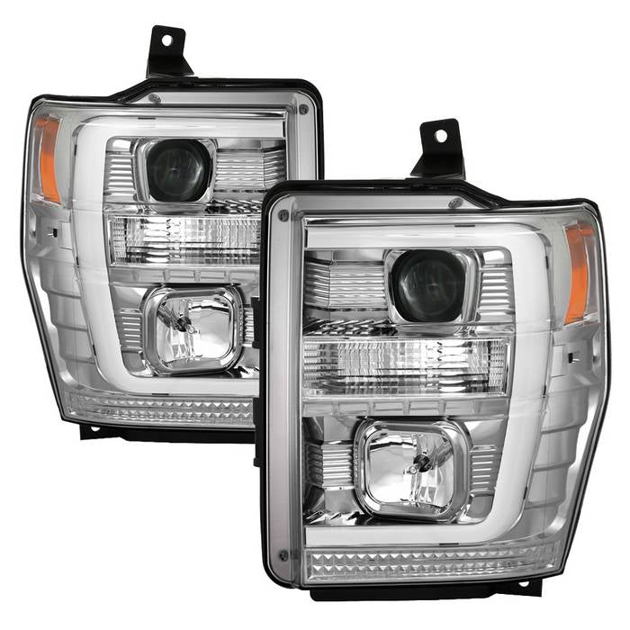 ( Spyder Signature ) Ford F250/350/450 Super Duty 08-10 Version 2 Projector Headlights - Light Bar DRL - Chrome