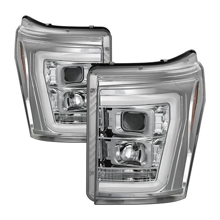 ( Spyder Signature ) Ford F-250/F-350/F450 Super Duty 11-16 Version 2 Projector Headlights - Light Bar DRL - Chrome