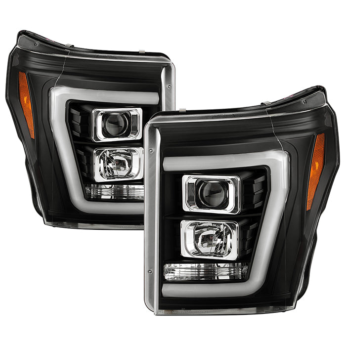 ( Spyder Platinum ) Ford F-250/350/450 Super Duty 2011-2016 Version 2 High-Power LED Module ( Low Beam ) Equipped Headlights - White Light Bar Parking Light - Low Beam: LED (Included) - High Beam: H1 (Included) - Turn Signal: 3157 (Not Included) - Black