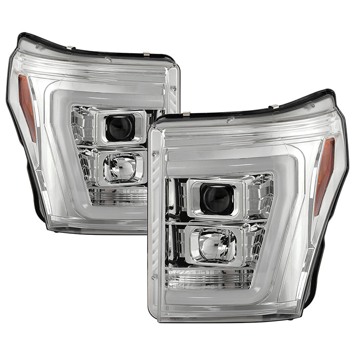 ( Spyder Platinum ) Ford F-250/350/450 Super Duty 2011-2016 Version 2 High-Power LED Module ( Low Beam ) Equipped Headlights - White Light Bar Parking Light - Low Beam: LED (Included) - High Beam: H1 (Included) - Turn Signal: 3157 (Not Included) - Chrome