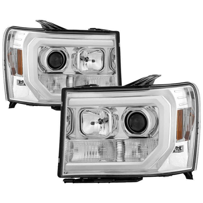 ( Spyder Signature) GMC Sierra 1500/2500/3500 07-13 / GMC Sierra Denali 08-13 / GMC Sierra 2500HD/3500HD 07-13 Version 2 Projector Headlights - Light Bar DRL LED - Chrome