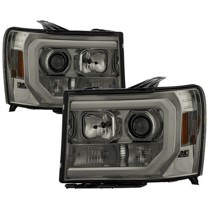 ( Spyder Signature) GMC Sierra 1500/2500/3500 07-13 / GMC Sierra Denali 08-13 / GMC Sierra 2500HD/3500HD 07-13 Version 2 Projector Headlights - Light Bar DRL LED - Smoke