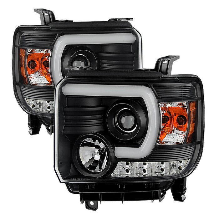 ( Spyder Signature ) GMC Sierra 1500 14-15  2500HD/3500 HD 2015(Not compatible on Models w/factory LED Daytime Running Lights) Projector Headlights - Light Bar DRL - Black