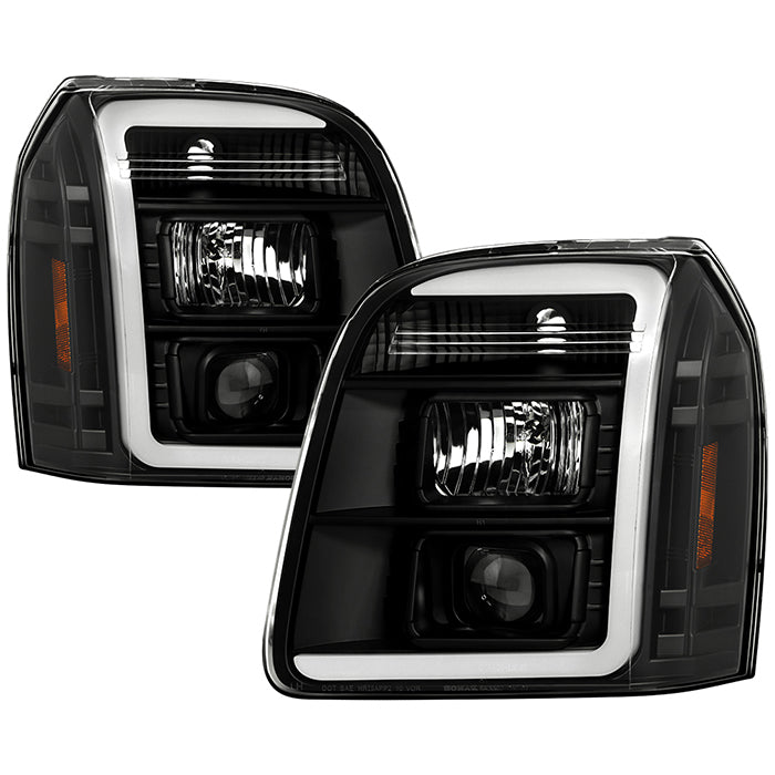 ( Spyder Signature ) GMC Yukon 2007-2014 / GMC Yukon Denali 2007-2014 / GMC Yukon XL 2007-2014 Version 2 Projector Headlights - LED White Light Bar Parking Light - Black