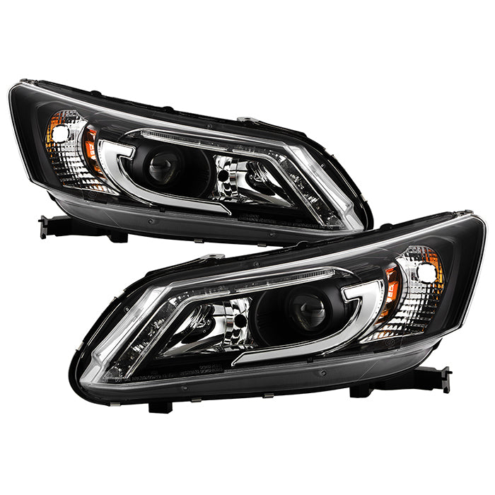 ( Spyder Signature ) Honda Accord 2013-2015 4DR (fits halogen model without LED DRL only) Projector Headlights - Light Bar DRL - Low Beam-H7(Included) ; High Beam-HB3(Not Included) ; Signal-1157NA(Not Included) - Black