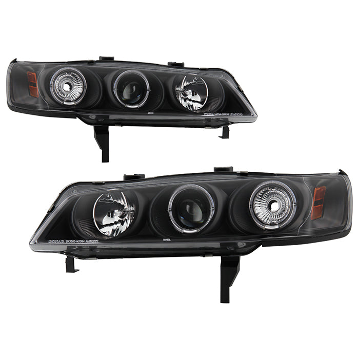 ( Spyder Signature ) Honda Accord 94-97 1PC Projector Headlights - LED Halo - Amber Reflector - Black - High H1 (Included) - Low H1 (Included)