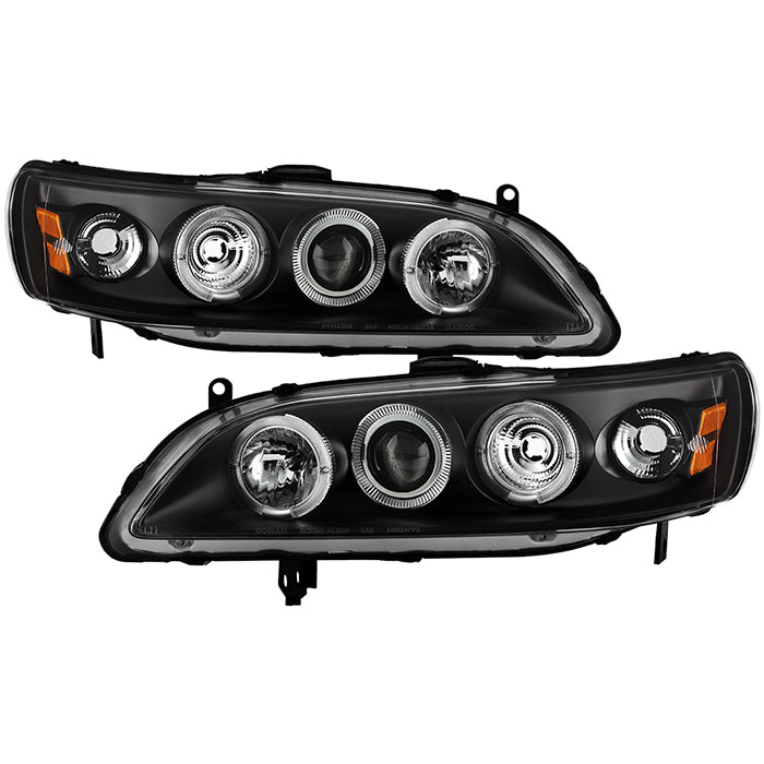 ( Spyder Signature ) Honda Accord 98-02 1PC Projector Headlights - LED Halo - Amber Reflector - Black - High H1 (Included) - Low H1 (Included)