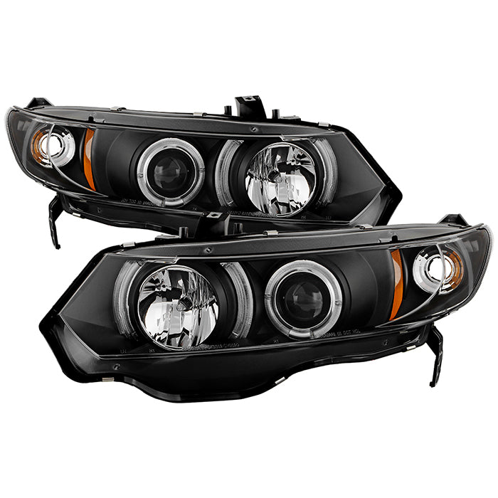 ( Spyder Signature ) Honda Civic 06-08 2Dr Projector Headlights - LED Halo - Black - High H1 (Included) - Low H1 (Included)