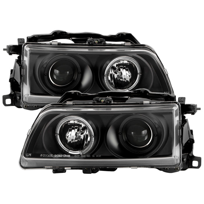 ( Spyder Signature ) Honda Civic 90-91 / CRX 90-91 Projector Headlights - LED Halo - Black - High H1 (Included) - Low H1 (Included)