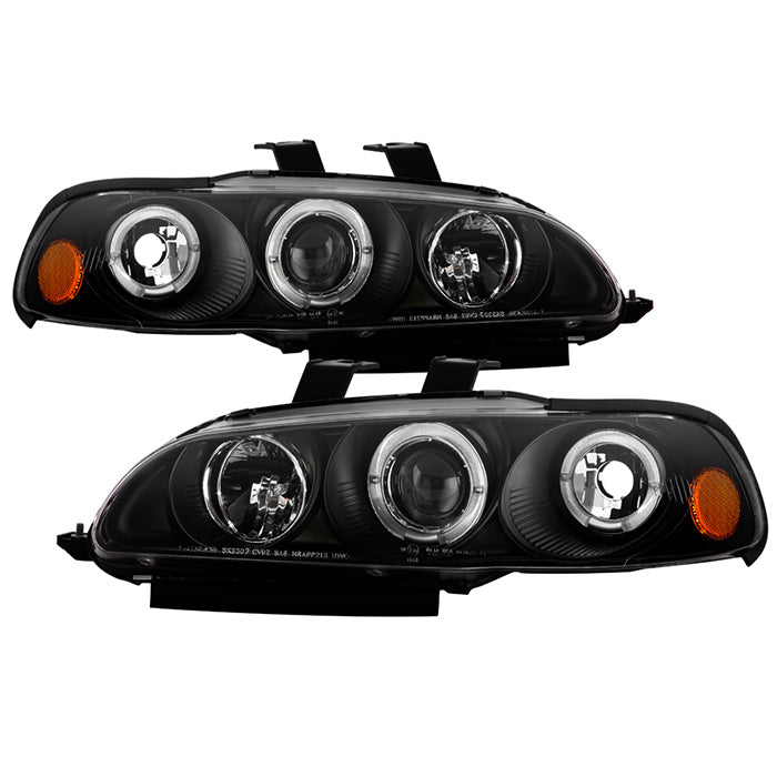 ( Spyder Signature ) Honda Civic 92-95 2/3DR 1PC Projector Headlights - LED Halo - Amber Reflector - Black - High H1 (Included) - Low H1 (Included)