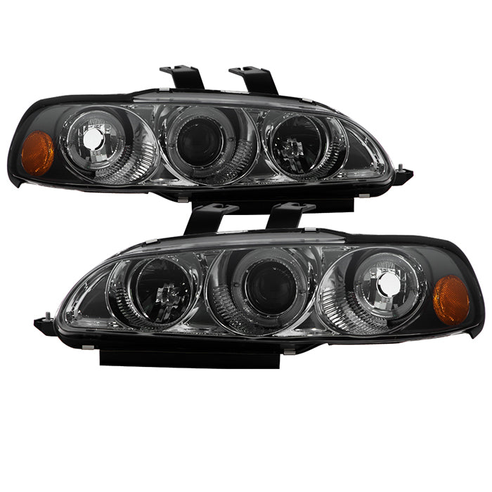 ( Spyder Signature ) Honda Civic 92-95 2/3DR 1PC Projector Headlights - LED Halo - Amber Reflector - Smoke - High H1 (Included) - Low H1 (Included)