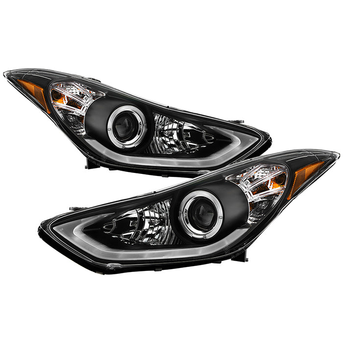 ( Spyder Signature ) Hyundai Elantra 11-13 Projector Headlights (Not compatible with the GT models) - LED Halo -  DRL - Black - High H1 (Included) - Low H7 (Included)