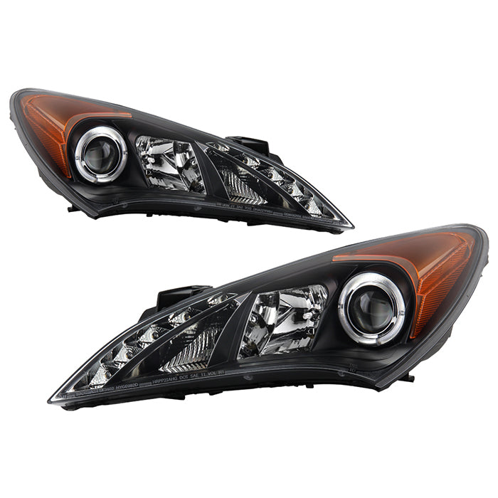 ( Spyder Signature ) Hyundai Genesis 10-12 Projector Headlights - Halogen Model Only ( Not Compatible With Xenon/HID Model ) - LED Halo - DRL - Black - High H1 (Included) - Low H7 (Included)