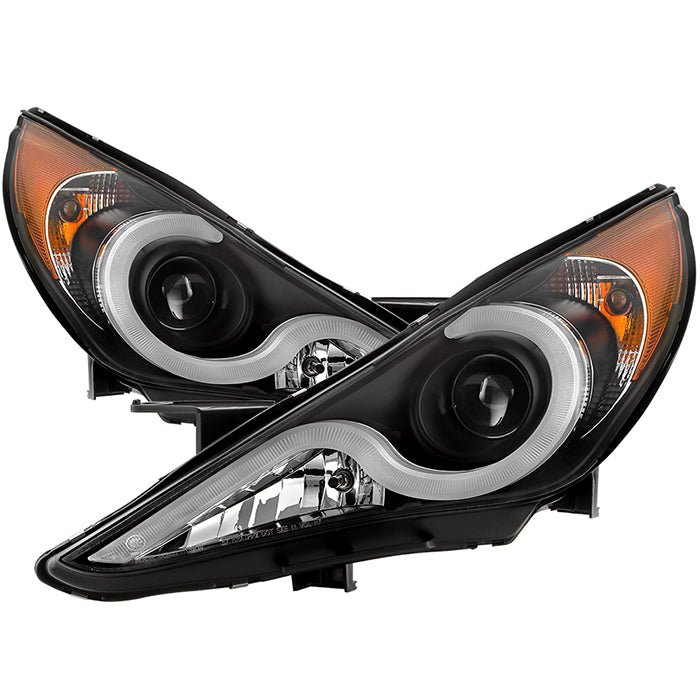 ( Spyder Signature ) Hyundai Sonata 11-13 Verson 2 Projector Headlights ( Does Not Fit Hybrid Model ) - Light Bar DRL - Black - High H7 (Included) - Low H7 (Not Included)