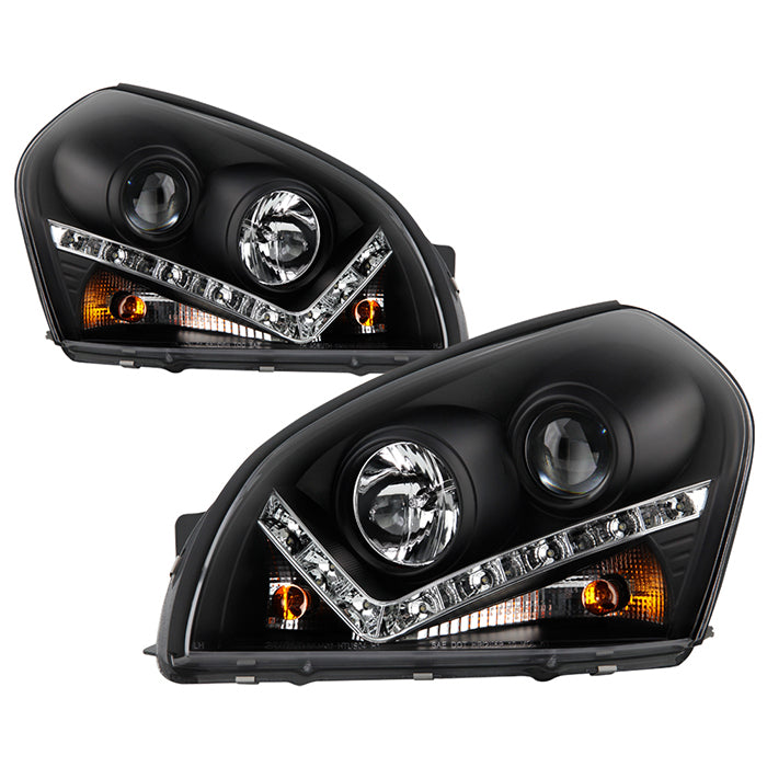 ( Spyder Signature ) Hyundai Tucson 04-09 Projector Headlights - DRL - Black - High H1 (Included) - Low H1 (Included)