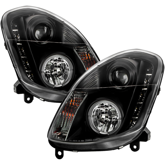 ( Spyder Signature ) Infiniti G35 03-04 4DR Projector Headlights - Halogen Model Only ( Not Compatible With Xenon/HID Model ) - LED Halo - DRL - Black - High H4 (Included) - Low H1 (Included)