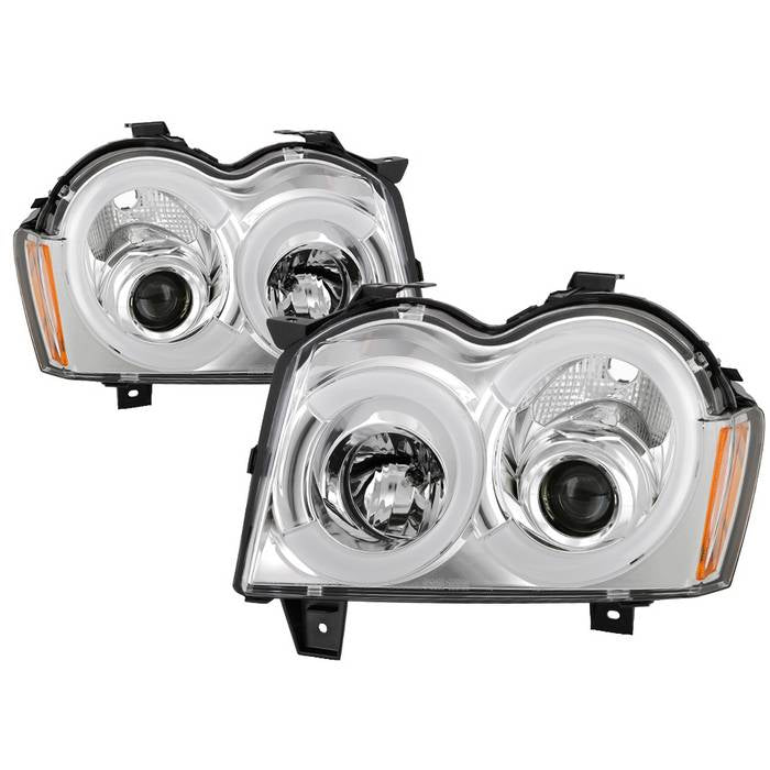 ( Spyder Signature ) Jeep Grand Cherokee 05-07 Light Bar Projector Headlights - Low Beam-HB4(Not Included) ; High Beam-H1(Not Included) ; Signal-3157NA(Not Included) - Chrome