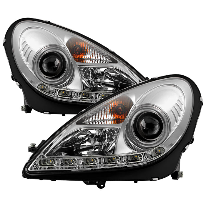 ( Spyder Signature ) Mercedes Benz SLK 05-10 Projector Headlights - Halogen Model Only ( Not Compatible With Xenon/HID Model ) - DRL - Chrome - High H1 (Included) - Low H7 (Included)