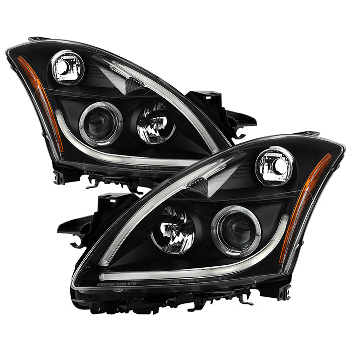 ( Spyder Signature ) Nissan Altima 4Dr 2010-2012 Projector Headlights - Light Tube DRL - High H1 (Included) - Low H1 (Included)  LED Halo -  Black