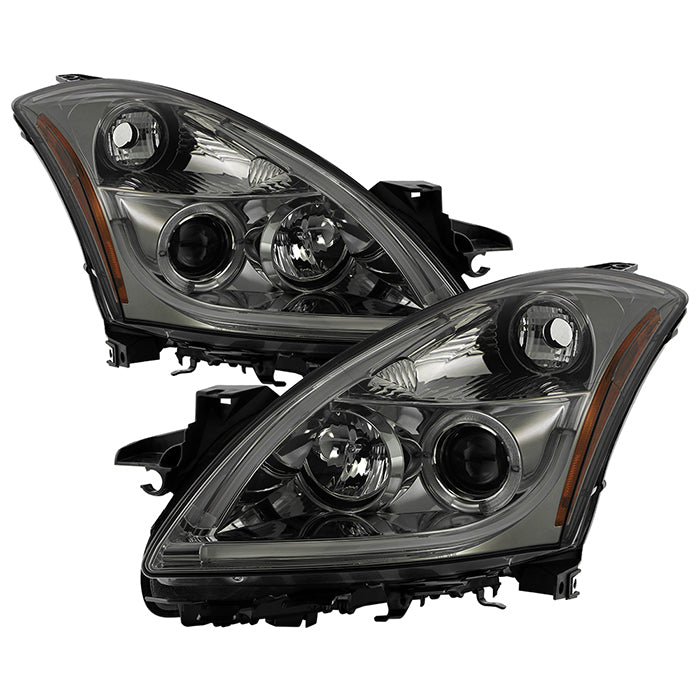 ( Spyder Signature ) Nissan Altima 4Dr 2010-2012 Projector Headlights - Light Tube DRL - High H1 (Included) - Low H1 (Included)  LED Halo -  Smoke