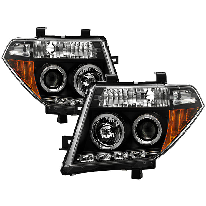 ( Spyder Signature ) Nissan Frontier 05-08 / Nissan Pathfinder 05-07 Projector Headlights - LED Halo - LED ( Replaceable LEDs ) - Black - High H1 (Included) - Low H1 (Included)