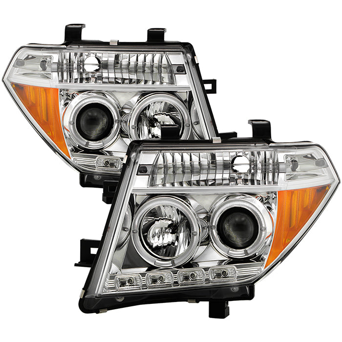 ( Spyder Signature ) Nissan Frontier 05-08 / Nissan Pathfinder 05-07 Projector Headlights - LED Halo - LED ( Replaceable LEDs ) - Chrome - High H1 (Included) - Low H1 (Included)