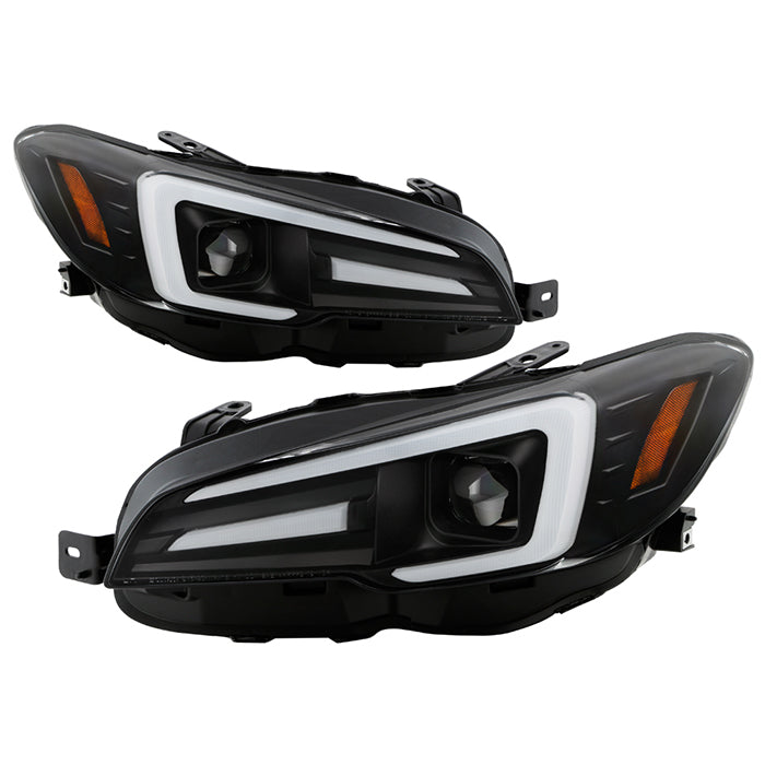 ( Spyder Signature ) Subaru Impreza WRX 2015-2020 Halogen Model ( Not Compatible With Factory LED Model ) Projector Headlights - Sequential Switch Back White Light Bar Turn Signal Light - DRL White Light Bar Parking Light - Black