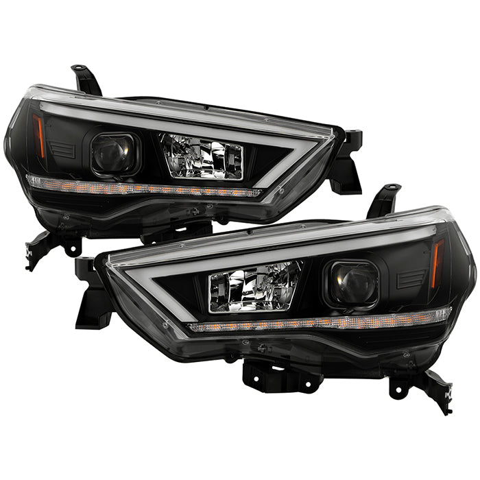 ( Spyder Signature ) Toyota 4Runner 2014 - 2020 Projector Headlights - Sequential LED Turn Signal - LED White Light Bar Parking Light - Low Beam: H7 (Included) - High Beam: H1 (Included) - Turn Signal: LED (Included) - Black