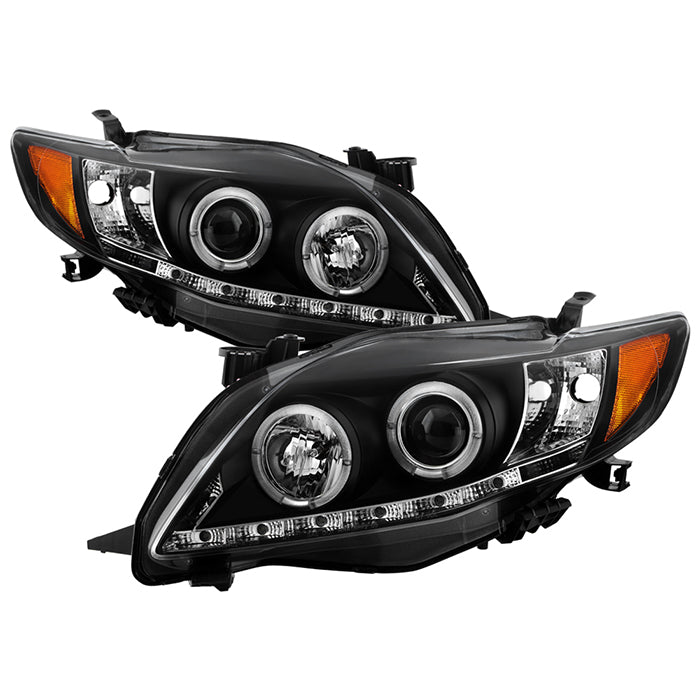 ( Spyder Signature ) Toyota Corolla 09-10 Projector Headlights - LED Halo - DRL - Black - High H1 (Included) - Low H7 (Included)