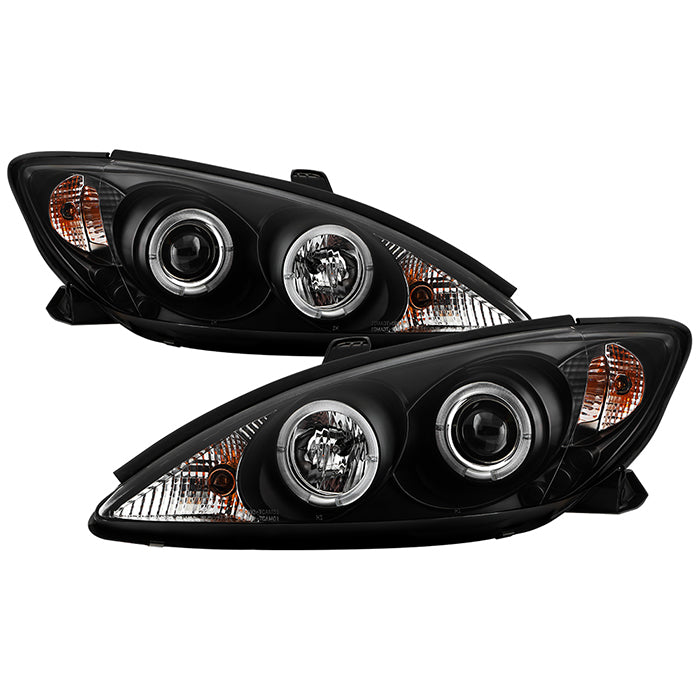 ( Spyder Signature ) Toyota Camry 02-06 Projector Headlights - LED Halo - LED ( Replaceable LEDs ) - Black - High H1 (Included) - Low H1 (Included)