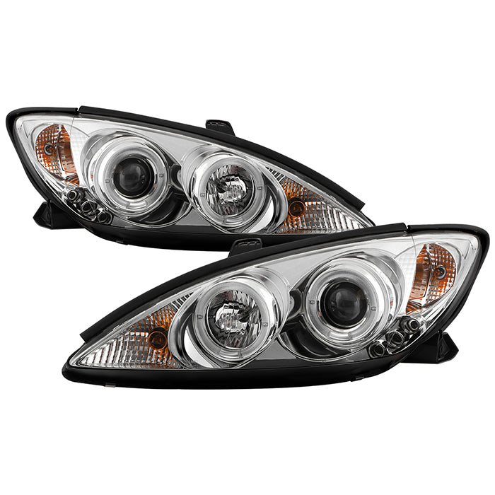 ( Spyder Signature ) Toyota Camry 02-06 Projector Headlights - LED Halo - LED ( Replaceable LEDs ) - Chrome - High H1 (Included) - Low H1 (Included)