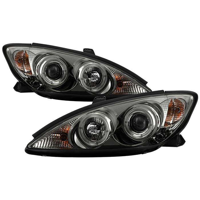 ( Spyder Signature ) Toyota Camry 02-06 Projector Headlights - LED Halo - LED ( Replaceable LEDs ) - Smoke - High H1 (Included) - Low H1 (Included)