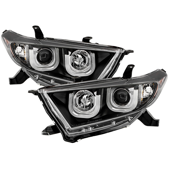 ( Spyder Signature ) Toyota Highlander 11-13 Projector Headlights - 3D DRL - Black - High H1 (Included) - Low H7 (Included)