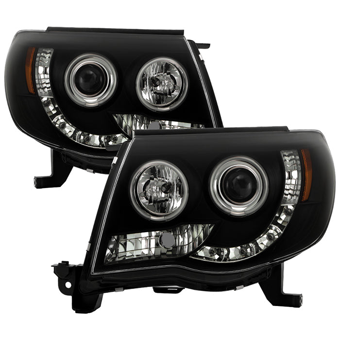 ( Spyder Signature ) Toyota Tacoma 05-11 Projector Headlights - CCFL Halo - LED ( Replaceable LEDs ) - Black Smoke - High H1 (Included) - Low H1 (Included)